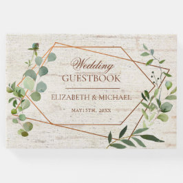 Rustige koperen Geometrische Eucalyptus Birch Wedd Gastenboek