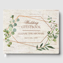 Rustige koperen Geometrische Eucalyptus Birch Wedd Gastenboek