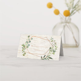 Rustige koperen Geometrische Eucalyptus Birch Wedd Plaatskaartje