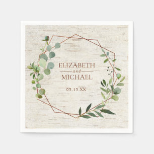 Rustige koperen Geometrische Eucalyptus Birch Wedd Servet