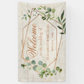 Rustige koperen Geometrische Eucalyptus Birch Wedd Spandoek (Verticaal)