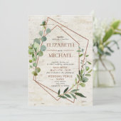 Rustige koperen geometrische Eucalyptus Elegant fo Kaart (Staand voorkant)