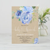 Rustige kraft Baby brunch boy douche blue floral Kaart (Staand voorkant)