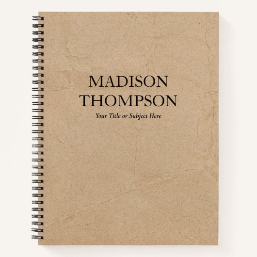 Rustige Kraft Brown Paper Simple Professional Notitieboek (Voorkant)