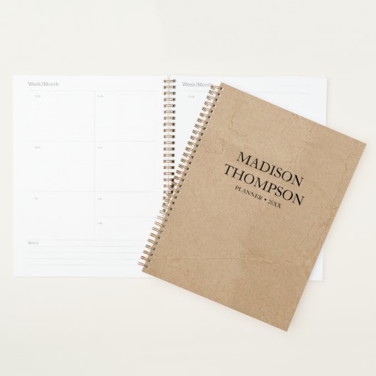 Rustige Kraft Brown Paper Simple Professional Planner (Display)