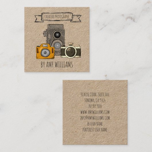 Rustige  kraft-camera's vierkante visitekaartje (Voorkant / Achterkant)