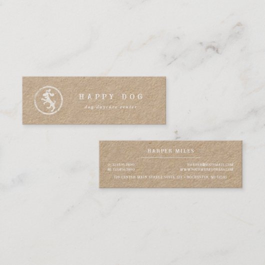 Rustige kraft dansende hond logo mini visitekaartj mini visitekaartje (Voorkant / Achterkant)