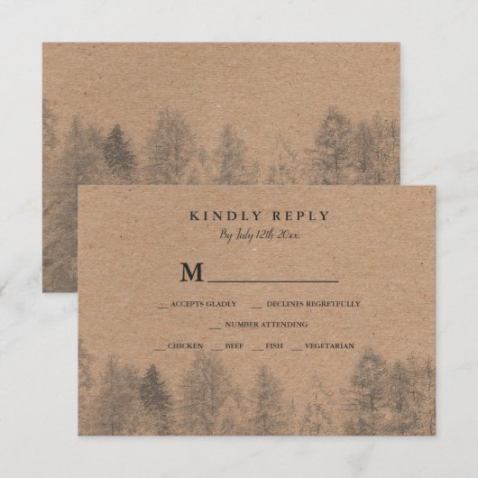 Rustige kraft Herfst winterdenbomen rsvp bruiloft Kaartje (Voorkant / Achterkant)