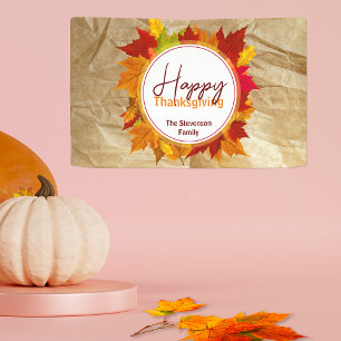 Rustige Kraft Herfstbladeren Familiedankfeest Spandoek