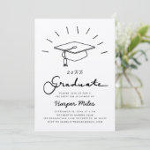 Rustige kraft paper afstuderen pet doedle kaart (Staand voorkant)