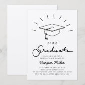 Rustige kraft paper afstuderen pet doedle kaart (Voorkant / Achterkant)