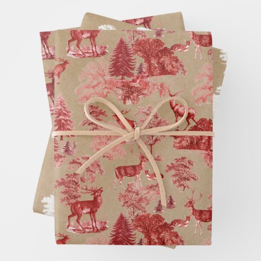 Rustige  Kraft Paper Red Toile Deer (In situ)