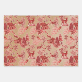 Rustige  Kraft Paper Red Toile Deer