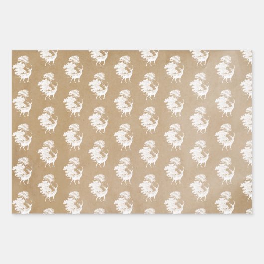 Rustige Kraft Paper Red Toile Deer (Voorkant 2)
