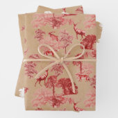 Rustige Kraft Paper Red Toile Deer (In situ)