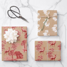 Rustige Kraft Paper Red Toile Deer