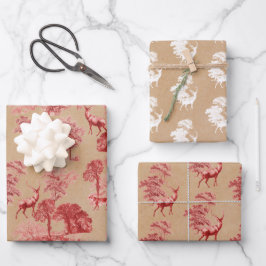 Rustige Kraft Paper Red Toile Deer