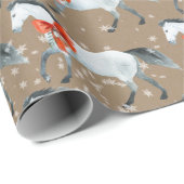 Rustige kraft Red-kerstbogen op witte paarden Cadeaupapier (Rol Hoek)