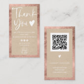 Rustige kraft roos goud witte logo bedankt visitekaartje (Voorkant / Achterkant)