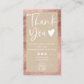 Rustige kraft roos goud witte logo bedankt visitekaartje (Voorkant)