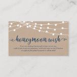 Rustige kraft-snaarlampen, Wedding Honeymoon Fund Informatiekaartje<br><div class="desc">Dit is het rustic kraft script,  Wedding Enclosure Card. U kunt de doopvontkleuren veranderen,  en uw trouwdetails in de passende doopvont/het schrijven toevoegen. #TeeshaDerrick</div>