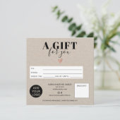 Rustige kraft vierkant cadeaubon logo (Staand voorkant)