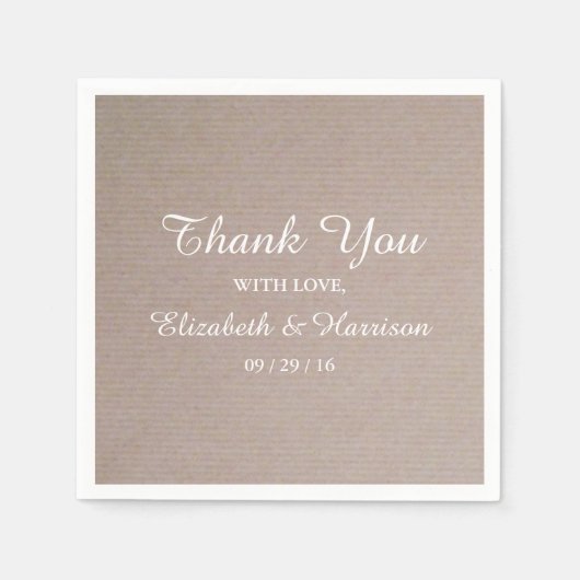 Rustige kraft Wedding Reception Bedankt Servet (Voorkant)