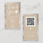 Rustige kraft zilver witte logo bedankt visitekaartje (Voorkant / Achterkant)