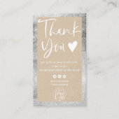 Rustige kraft zilver witte logo bedankt visitekaartje (Voorkant)