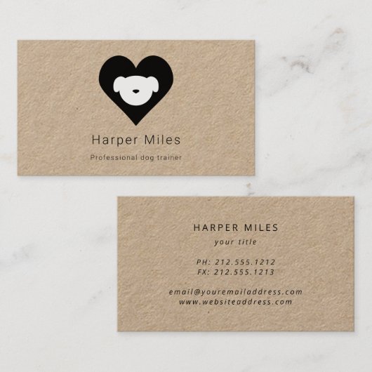 Rustige krafthond in de trainer voor hardehonden visitekaartje (Voorkant / Achterkant)