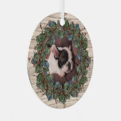 Rustige krans op houten huisdier foto metalen ornament (Voorkant Rechts)