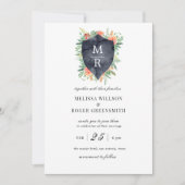 Rustige kreeft monogram Wedding Uitnodiging (Voorkant)
