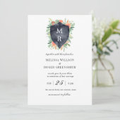 Rustige kreeft monogram Wedding Uitnodiging (Staand voorkant)