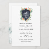 Rustige kreeft monogram Wedding Uitnodiging (Voorkant / Achterkant)