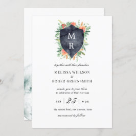 Rustige kreeft monogram Wedding Uitnodiging