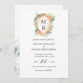 Rustige kreeft monogram Wedding Uitnodiging (Voorkant / Achterkant)