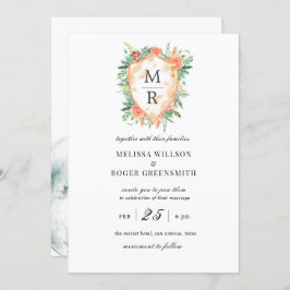 Rustige kreeft monogram Wedding Uitnodiging
