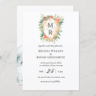 Rustige kreeft monogram Wedding Uitnodiging