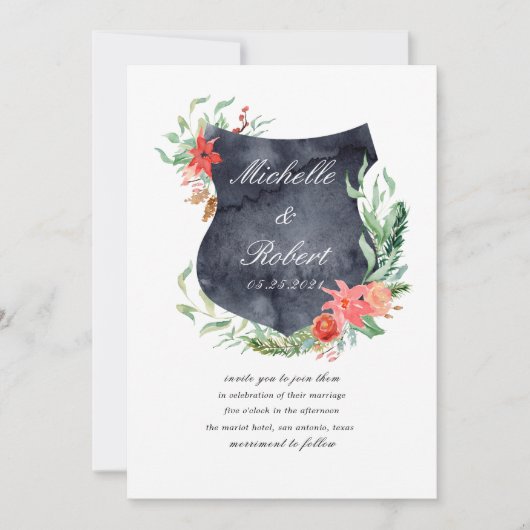 Rustige kreeft monogram Wedding Uitnodiging (Voorkant)