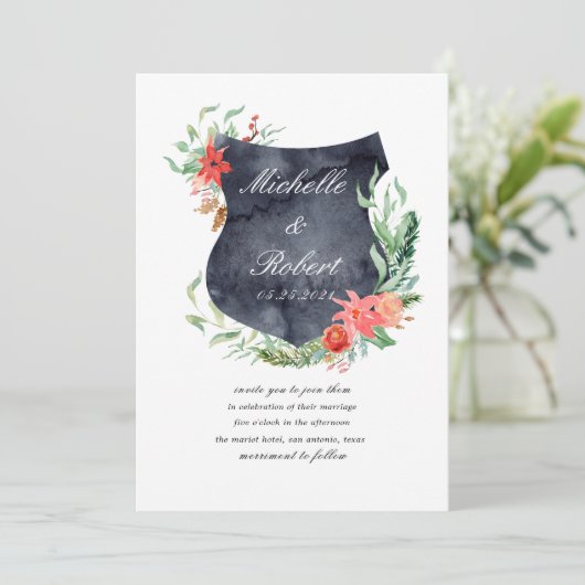 Rustige kreeft monogram Wedding Uitnodiging (Staand voorkant)