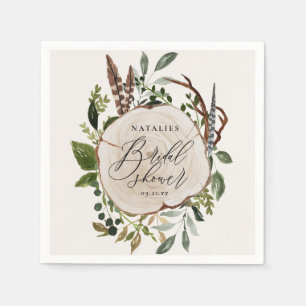 Rustige krijt + houtsplak vrijgezellenfeest servet