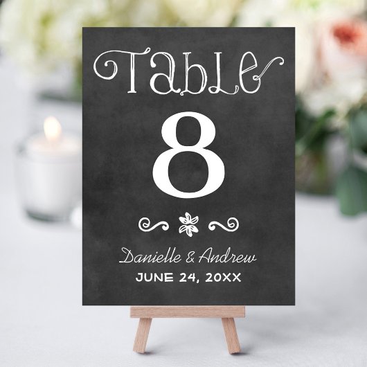 Rustige krijtbord script tafelnummerkaart kaart