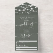 Rustige krijtsnaarlampen initialen script bruiloft all in one uitnodiging (Binnen)