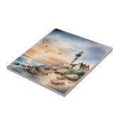 Rustige kustlandschap Waterverf vuurtoren Tegeltje (Zijkant)