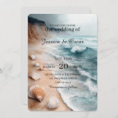 Rustige kustlijn achtergrond bruiloft kaart (Voorkant / Achterkant)