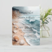 Rustige kustlijn achtergrond bruiloft kaart (Staand voorkant)