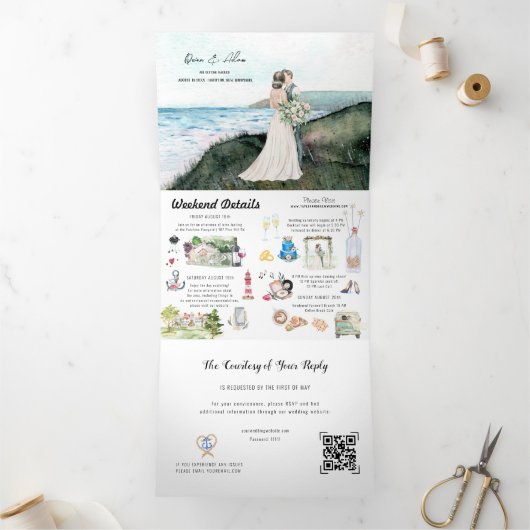 Rustige kustvaart drieluik uitnodiging (Binnen)