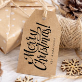 Rustige Labels voor kerstcadeautjes met zwarte ker Cadeaulabel