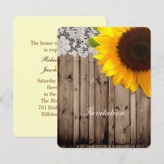 rustige lace barn - land zonnebloembruiloft kaart (Voorkant / Achterkant)