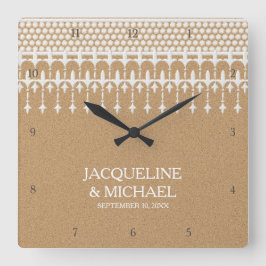 Rustige lace Kraft Paper-typografie Vierkante Klok
